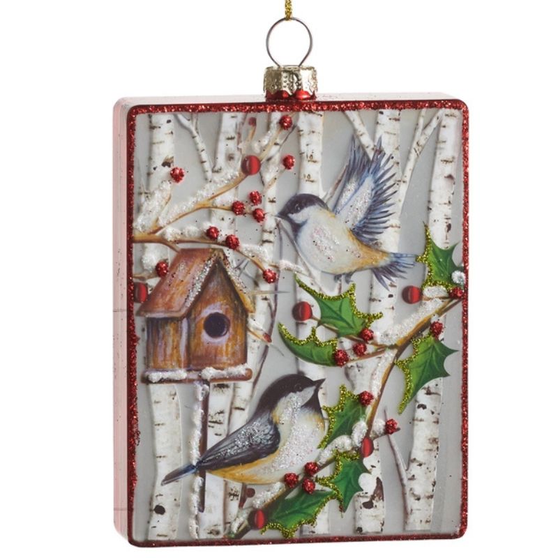 Chickadee w/Birdhouse Rectangle Ornament